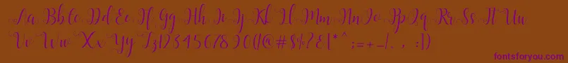 Alliana Script  Font – Purple Fonts on Brown Background