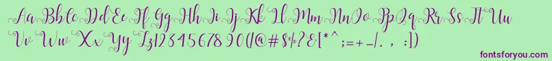 Alliana Script  Font – Purple Fonts on Green Background