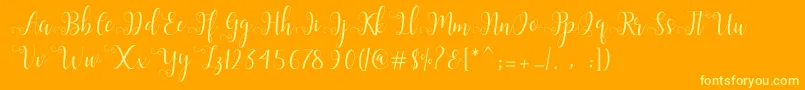 Alliana Script  Font – Yellow Fonts on Orange Background