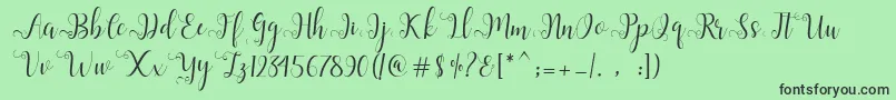 Fonte Alliana Script  – fontes pretas em um fundo verde