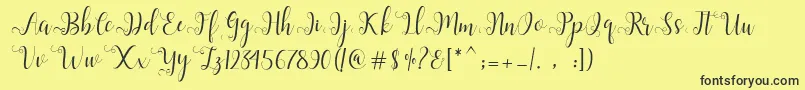 Fonte Alliana Script  – fontes pretas em um fundo amarelo