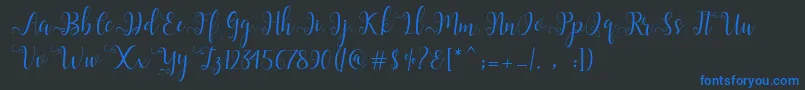 フォントAlliana Script  – 黒い背景に青い文字