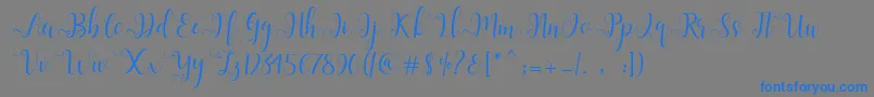 フォントAlliana Script  – 灰色の背景に青い文字