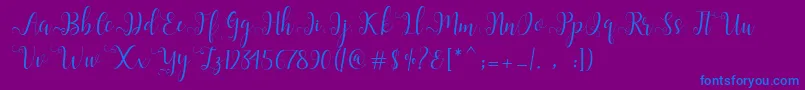 Alliana Script  Font – Blue Fonts on Purple Background