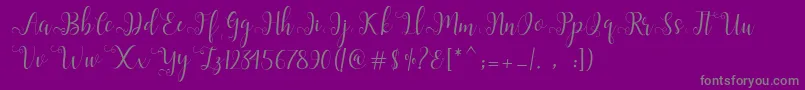 Alliana Script -Schriftart – Graue Schriften auf violettem Hintergrund