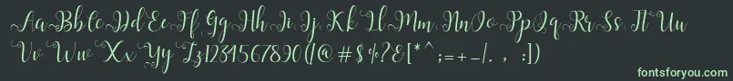 Czcionka Alliana Script  – zielone czcionki na czarnym tle