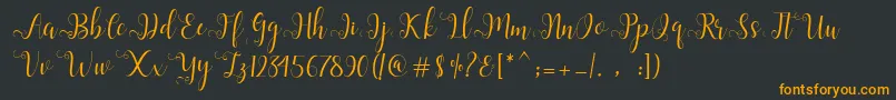 フォントAlliana Script  – 黒い背景にオレンジの文字