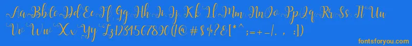 Fonte Alliana Script  – fontes laranjas em um fundo azul