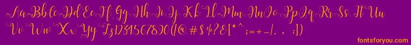 Alliana Script  Font – Orange Fonts on Purple Background