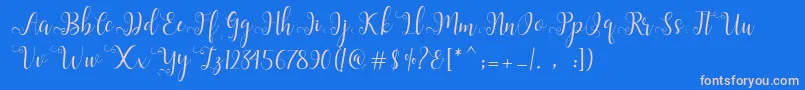 Fonte Alliana Script  – fontes rosa em um fundo azul