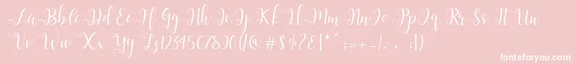 Alliana Script -Schriftart – Weiße Schriften auf rosa Hintergrund