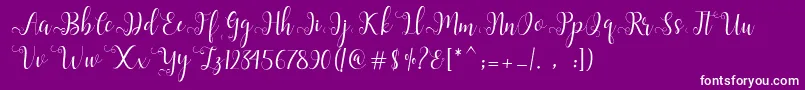 Alliana Script  Font – White Fonts on Purple Background