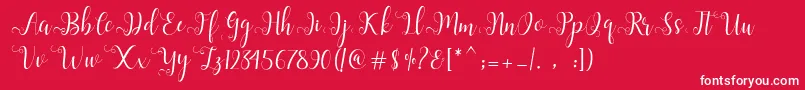 フォントAlliana Script  – 赤い背景に白い文字