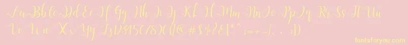 Alliana Script -Schriftart – Gelbe Schriften auf rosa Hintergrund