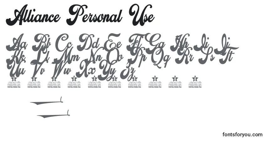 Alliance Personal Use Font – alphabet, numbers, special characters