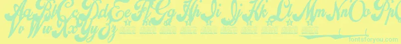 Alliance Personal Use Font – Green Fonts on Yellow Background