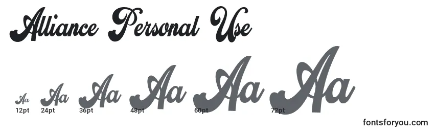 Alliance Personal Use Font Sizes