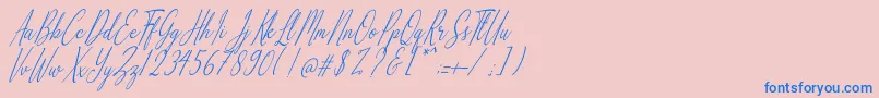 Alliando-Schriftart – Blaue Schriften auf rosa Hintergrund