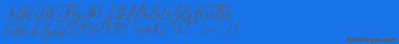 Alliando-Schriftart – Braune Schriften auf blauem Hintergrund