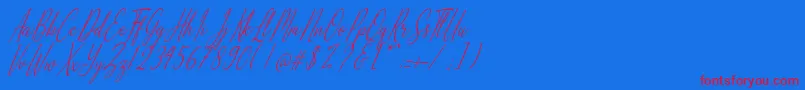 Alliando-Schriftart – Rote Schriften auf blauem Hintergrund