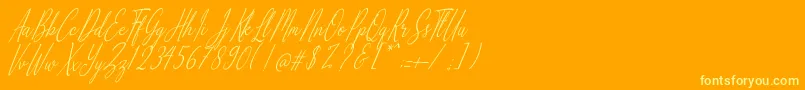 Alliando-Schriftart – Gelbe Schriften auf orangefarbenem Hintergrund