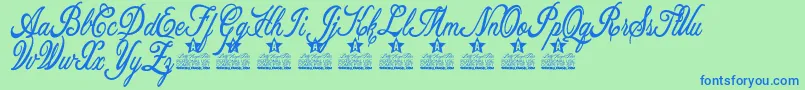 Шрифт Allicia Personal Use – синие шрифты на зелёном фоне