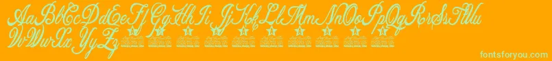 Allicia Personal Use-Schriftart – Grüne Schriften auf orangefarbenem Hintergrund