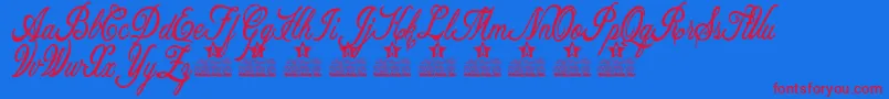 Allicia Personal Use-Schriftart – Rote Schriften auf blauem Hintergrund