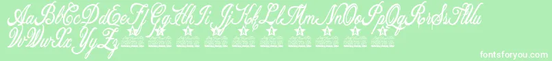 Fonte Allicia Personal Use – fontes brancas em um fundo verde