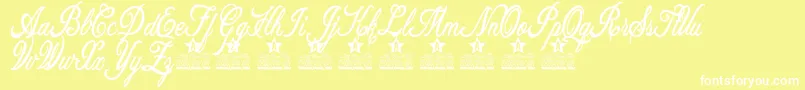 Allicia Personal Use-Schriftart – Weiße Schriften auf gelbem Hintergrund