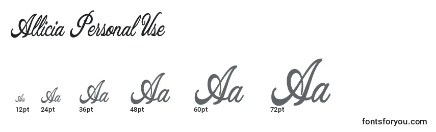 Allicia Personal Use Font Sizes