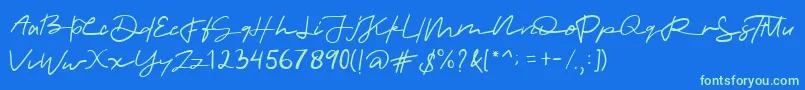 allinet Font – Green Fonts on Blue Background