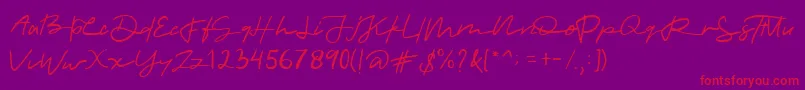 allinet-Schriftart – Rote Schriften auf violettem Hintergrund