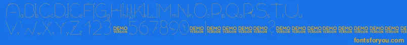 フォントAllioideae Demo Dot – オレンジ色の文字が青い背景にあります。