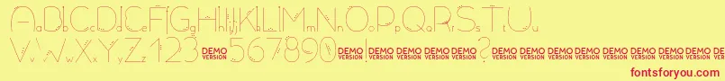 Allioideae Demo Dot-Schriftart – Rote Schriften auf gelbem Hintergrund
