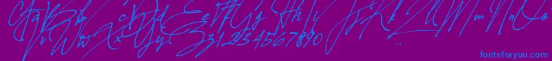 Allison Tessa Oblique-Schriftart – Blaue Schriften auf violettem Hintergrund