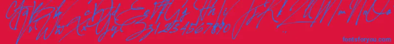 フォントAllison Tessa Oblique – 赤い背景に青い文字