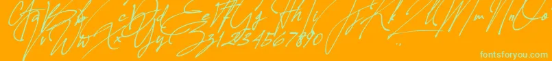 Allison Tessa Oblique Font – Green Fonts on Orange Background