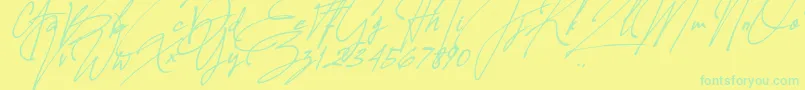 Allison Tessa Oblique Font – Green Fonts on Yellow Background
