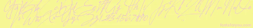 Allison Tessa Oblique Font – Pink Fonts on Yellow Background