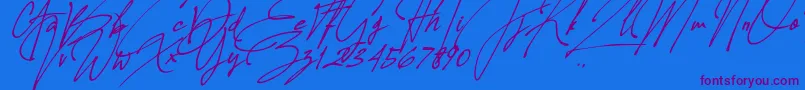 Allison Tessa Oblique Font – Purple Fonts on Blue Background