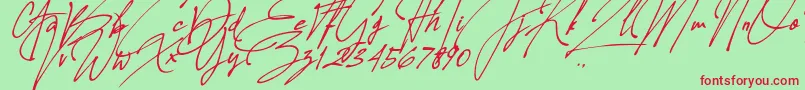 Allison Tessa Oblique Font – Red Fonts on Green Background