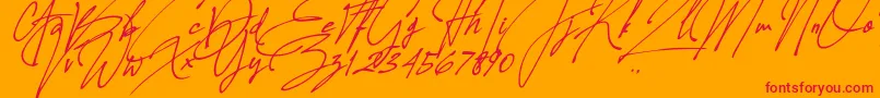 Allison Tessa Oblique Font – Red Fonts on Orange Background