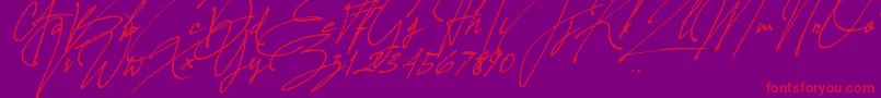 Allison Tessa Oblique Font – Red Fonts on Purple Background