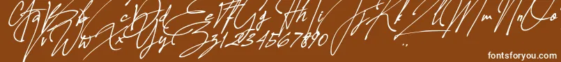 Allison Tessa Oblique-fontti – valkoiset fontit ruskealla taustalla