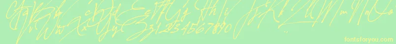 Allison Tessa Oblique Font – Yellow Fonts on Green Background