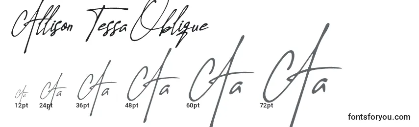 Размеры шрифта Allison Tessa Oblique
