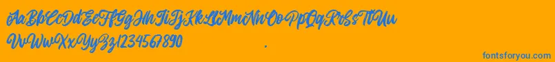 Allitha-Schriftart – Blaue Schriften auf orangefarbenem Hintergrund