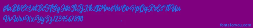 Allitha-Schriftart – Blaue Schriften auf violettem Hintergrund