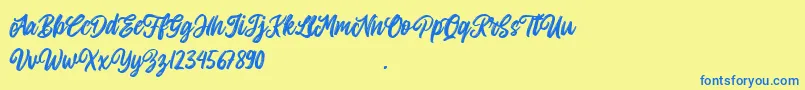 Allitha Font – Blue Fonts on Yellow Background